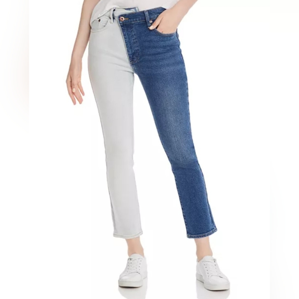 Pistola Two-Tone Asymmetric Light and Dark Wash Jeans Size 28